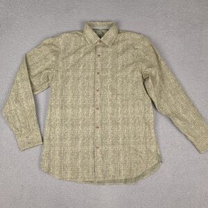 Tommy Bahama Shirt Mens Medium Green Striped Floral Long Sleeve Button Down‎